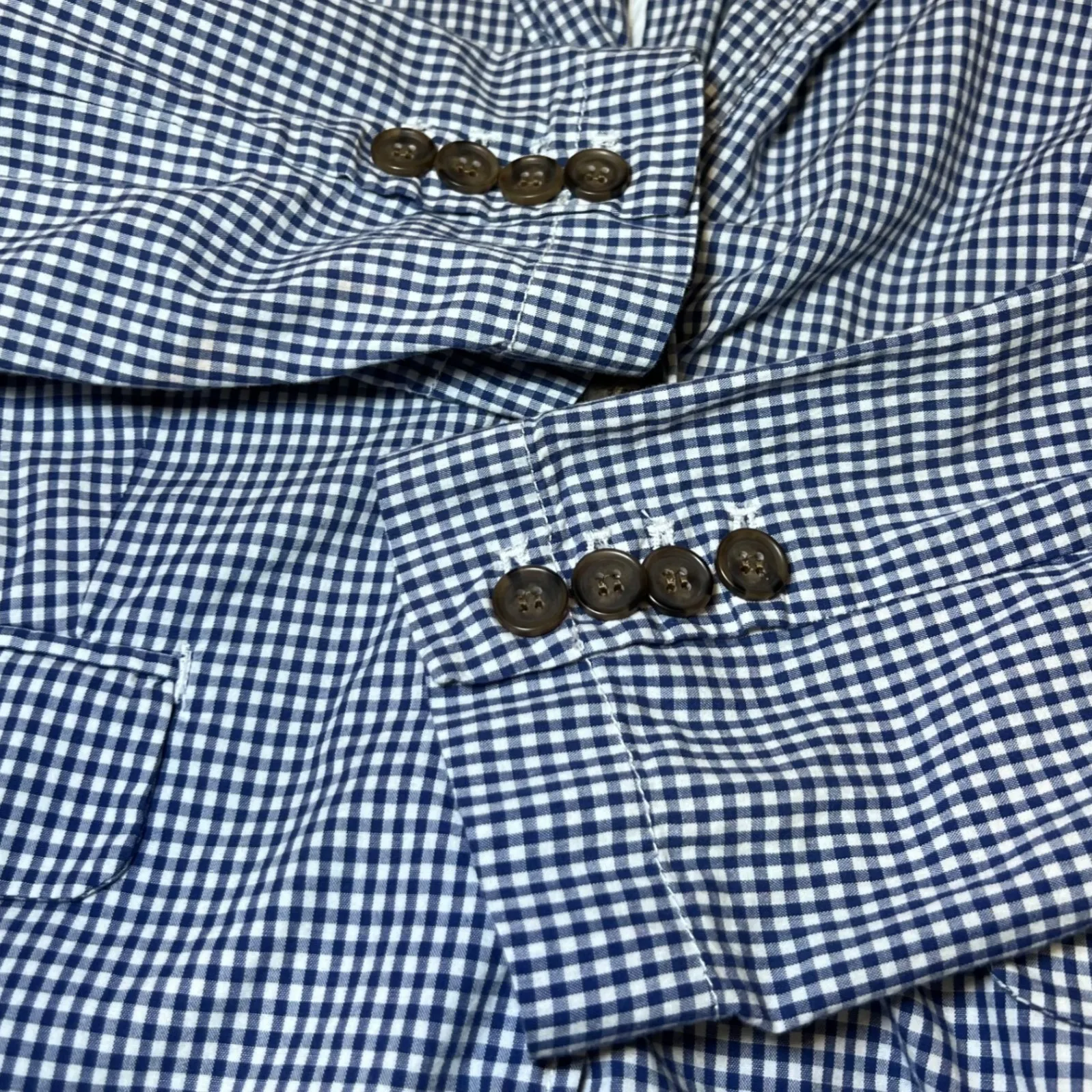 J Crew Lightweight Blazer Womens 6 Blue White Gingham 2 Button Jacket Classic - Image 7