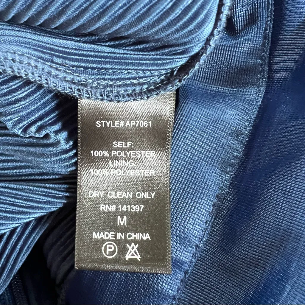 ASTR The Label Jumpsuit Blue Pleated Cutout Wide Leg Cropped M Cocktail Party - Image 14