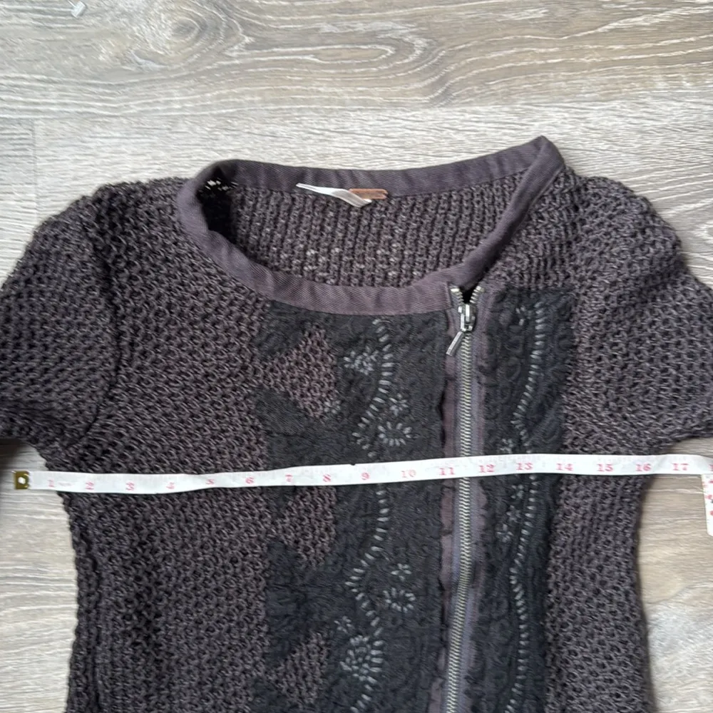 NEW Free People Femme Fatale Knit Moto Zip Cardigan Open Knit Sweater Small - Image 11