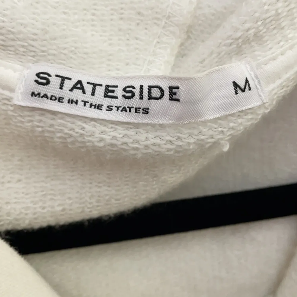 Stateside White Cotton Full Zip Open Back Hoodie Medium - Image 3