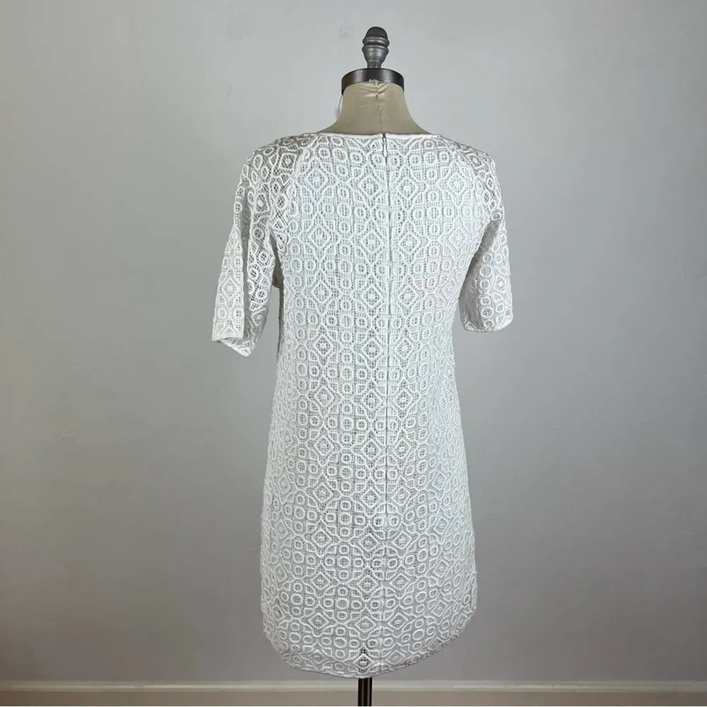 Tibi White Crochet Lace Shift Dress - Image 6