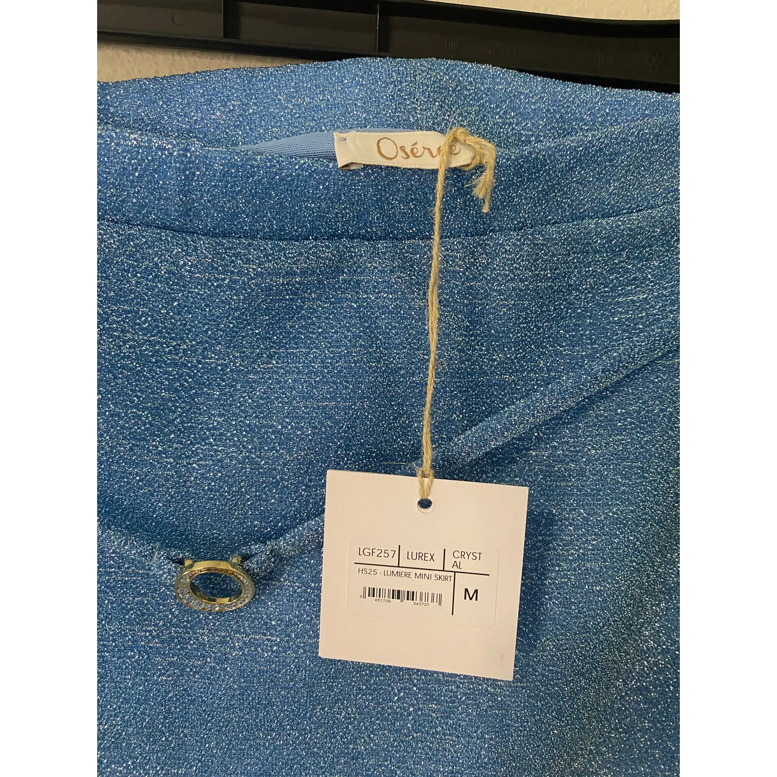 New Oseree Lumiere Mini Skirt, Size Medium (RETAILS for $215) Blue - Image 3