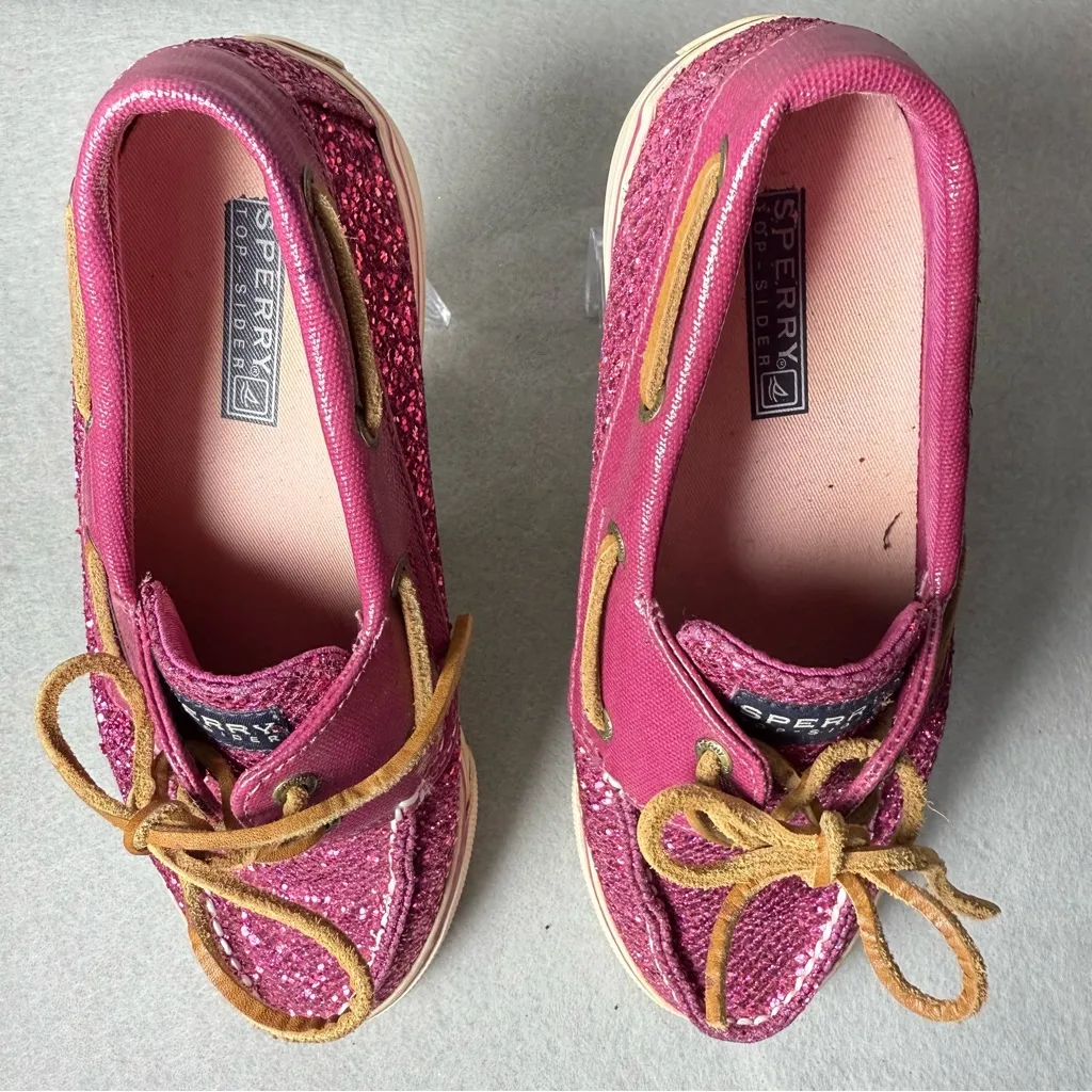 Sperry Topsider Women’s Bahama Raspberry Pink Glitter Shoes size 8M - Image 6
