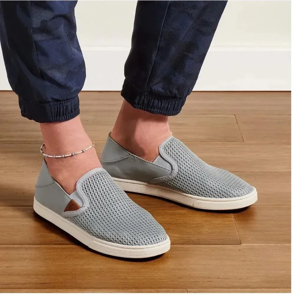 Olukai Pehuea Slip On Shoes Gray Comfort Sneakers Loafer Folding Heel‎ women 6.5 - Image 3