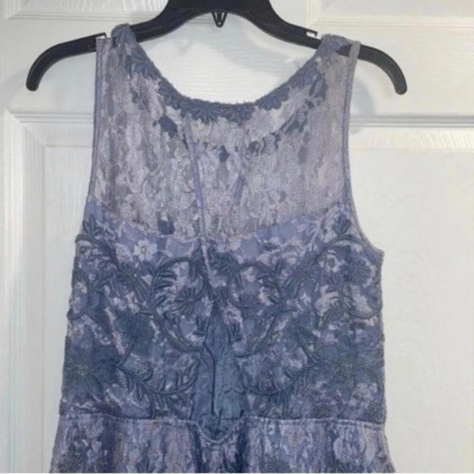 ✅Yoana Baraschi Blue Floral Lace Cut Out Back Cocktail Party Tea Dress - Image 9