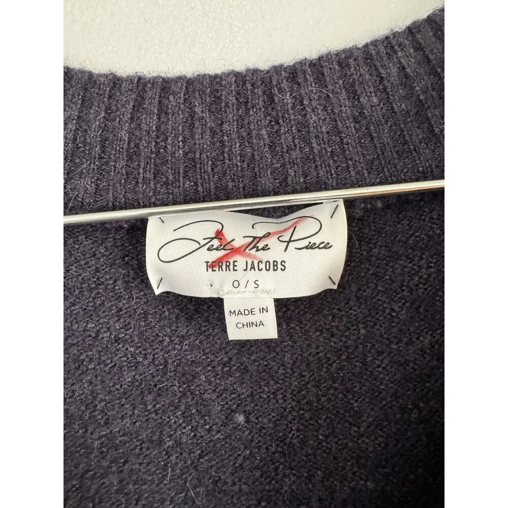 Feel The Piece Terre Jacobs Sweater Navy Blue Wool Alpaca Distressed One Size Size M - Image 5