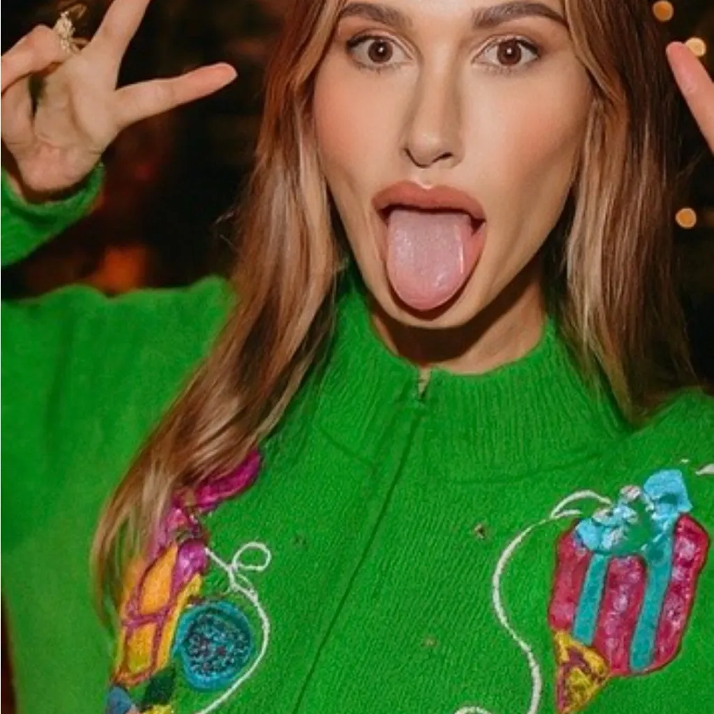 Carly St Claire Green Ugly Christmas Sweater Bows Sequins Gifts XL 1X - Image 6