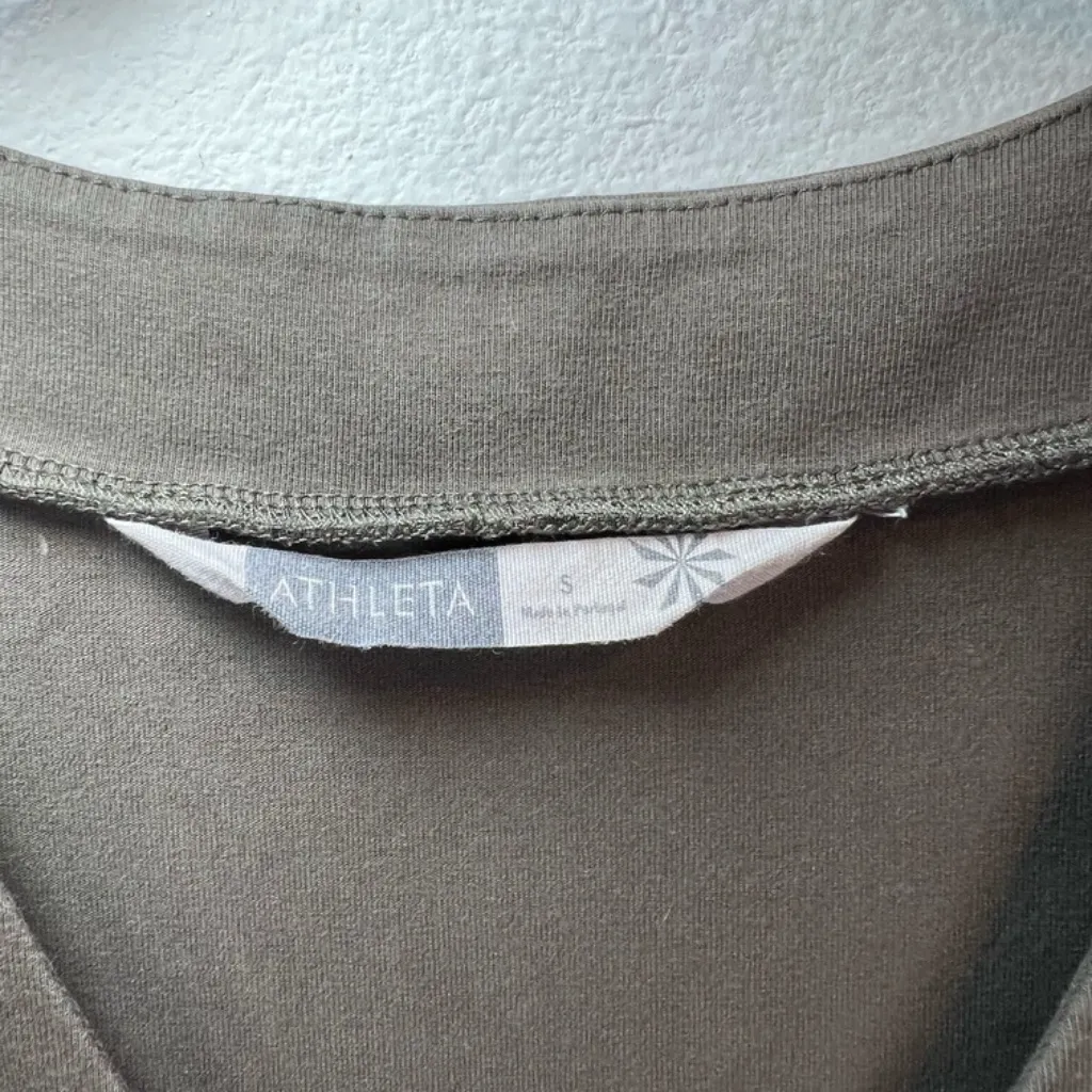 Athleta Señorita Organic Cotton Mini Dress Olive Green Sleeveless VNeck Sz Small - Image 5
