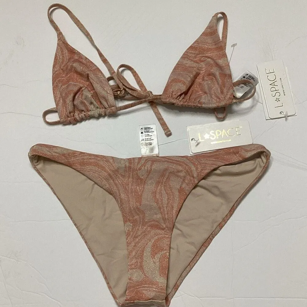New. L*SPACE metallic swirl bikini set. Retails $198 small - Image 16