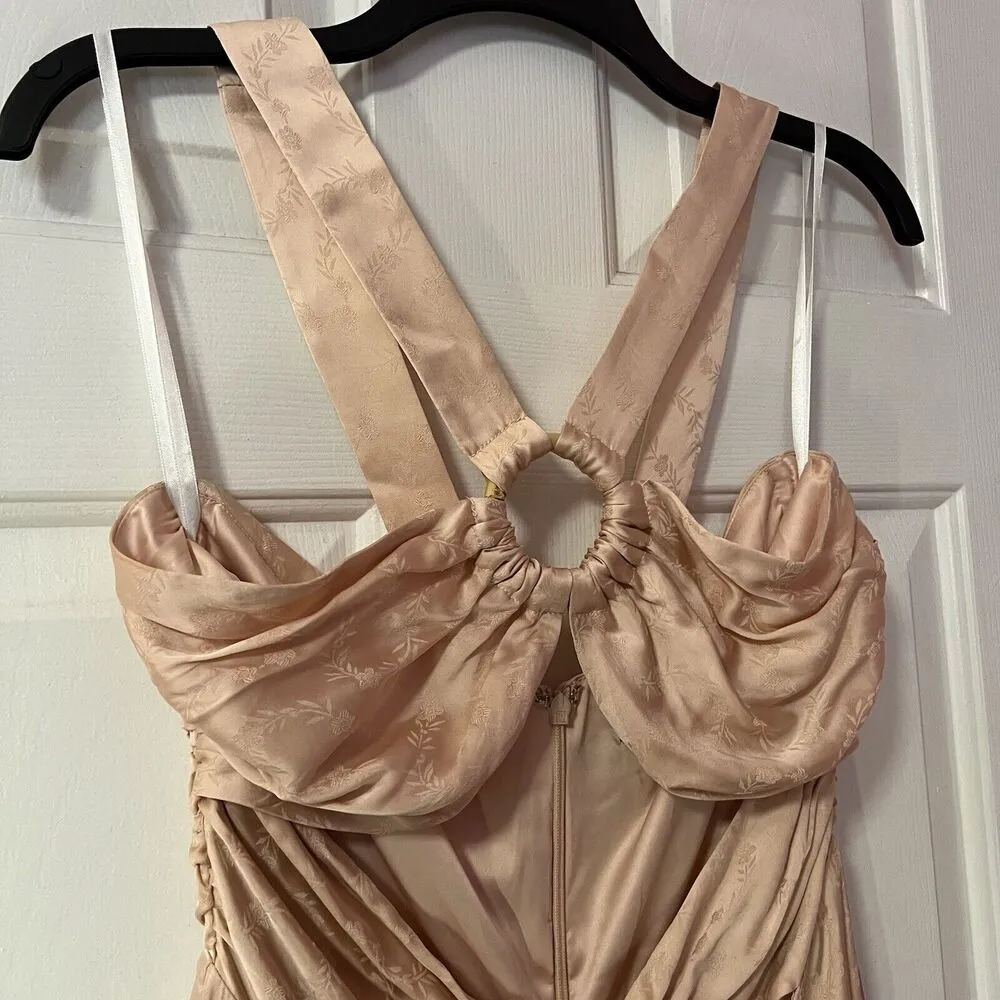 Majorelle Giannina Dress Medium Pink Blush Satin Gown Floral Cut Out MSRP $248 - Image 5