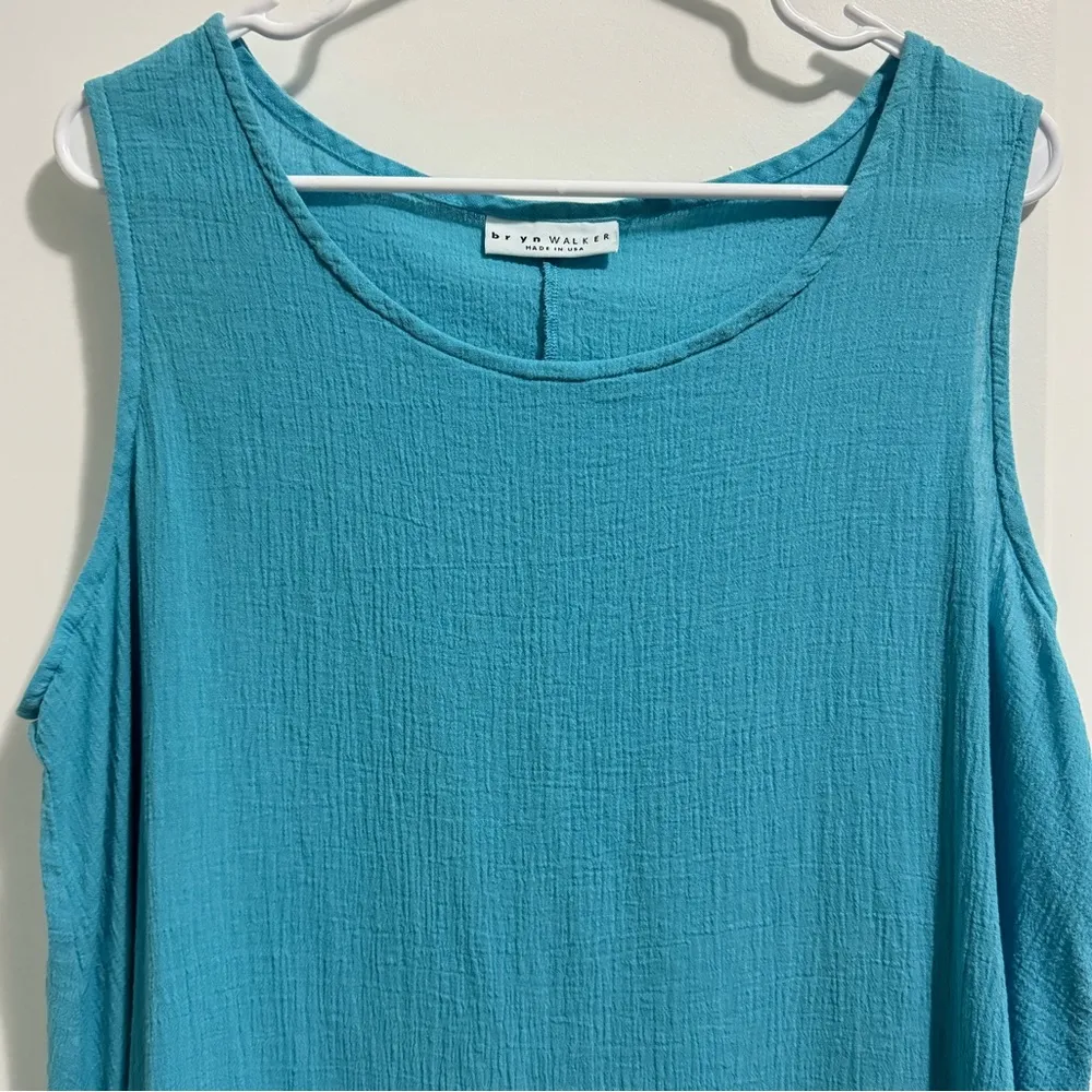 bryn Walker Blue Tank Top Flowy Sleeveless Blouse Size Small Lightweight Beach - Image 2