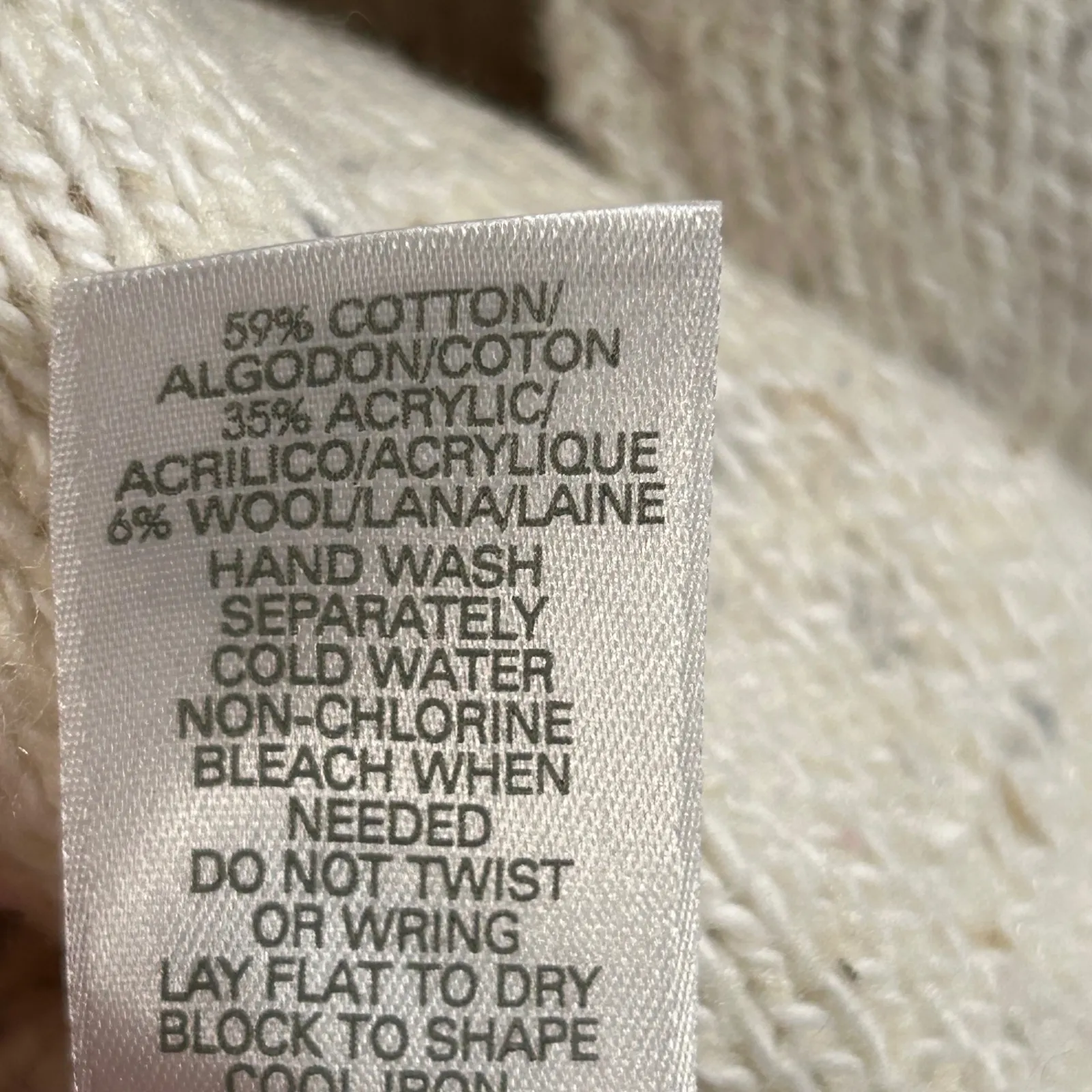 Liz Claiborne Speckled Knit Button Neck Sweater Beige Size Large - Image 5