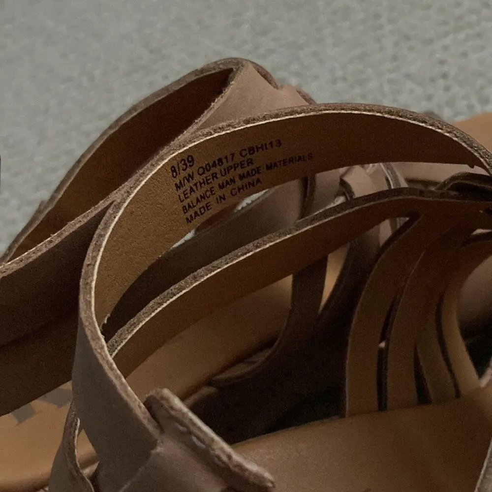 Korks by Kork-Ease Platform Wedges Size 8 Cork Leather Tan Strappy High Heels - Image 6