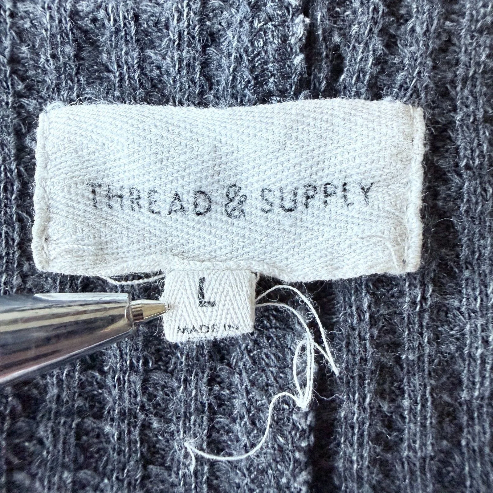 Thread and Supply Waffle Knit Ribbed Body Con Sleeveless Maxi Dress Women's L Gray Size L - Image 3