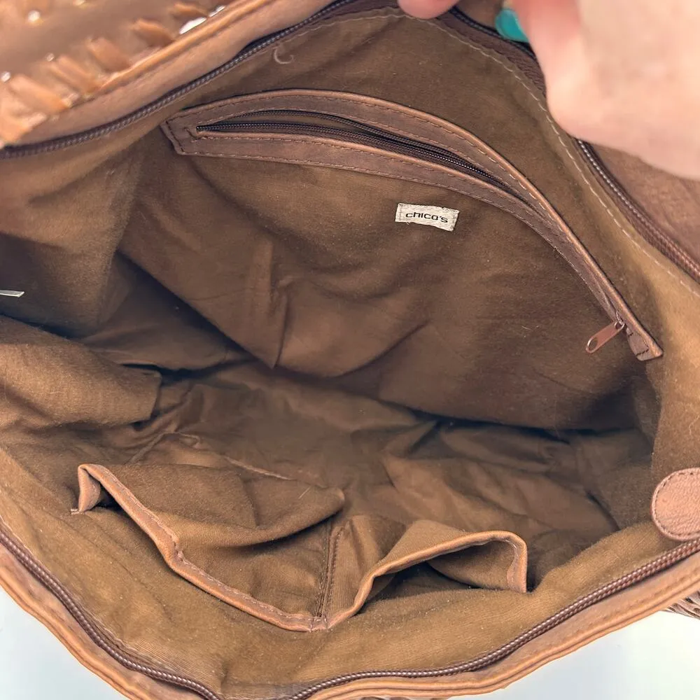 Chico's Weaved Large Brown Purse - Image 5