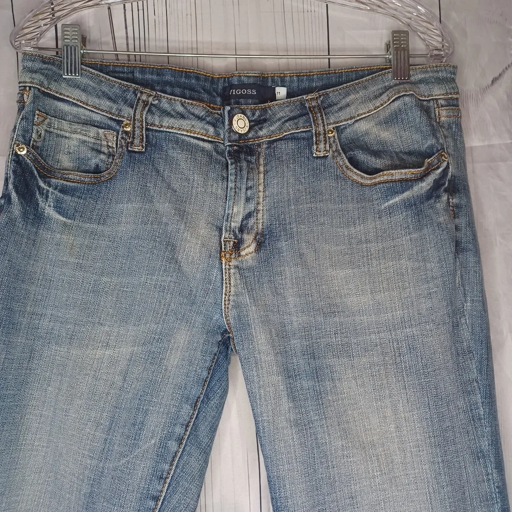 Vigoss Lightly Distressed Boot Cut Blue Denim Jeans - Image 2