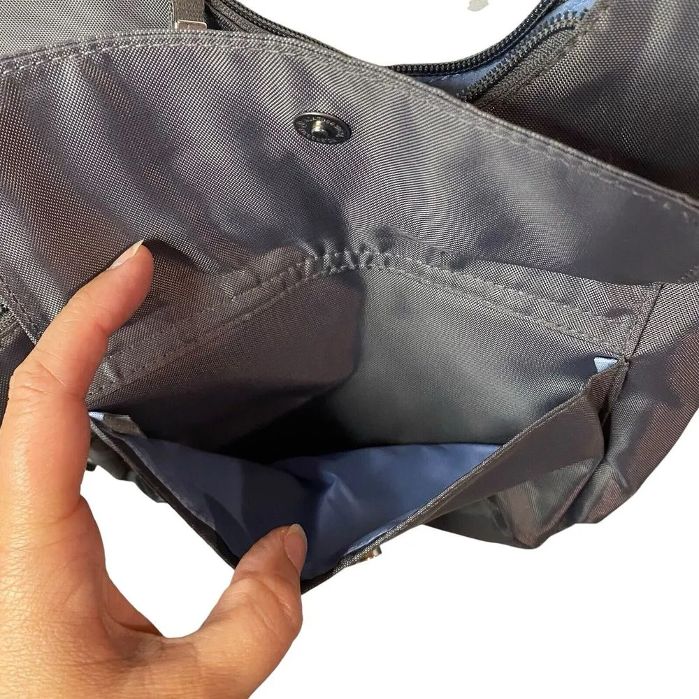 Baggallini Gray Nylon Crossbody Zip Travel Purse Woman Cross Over Lightweight - Image 4