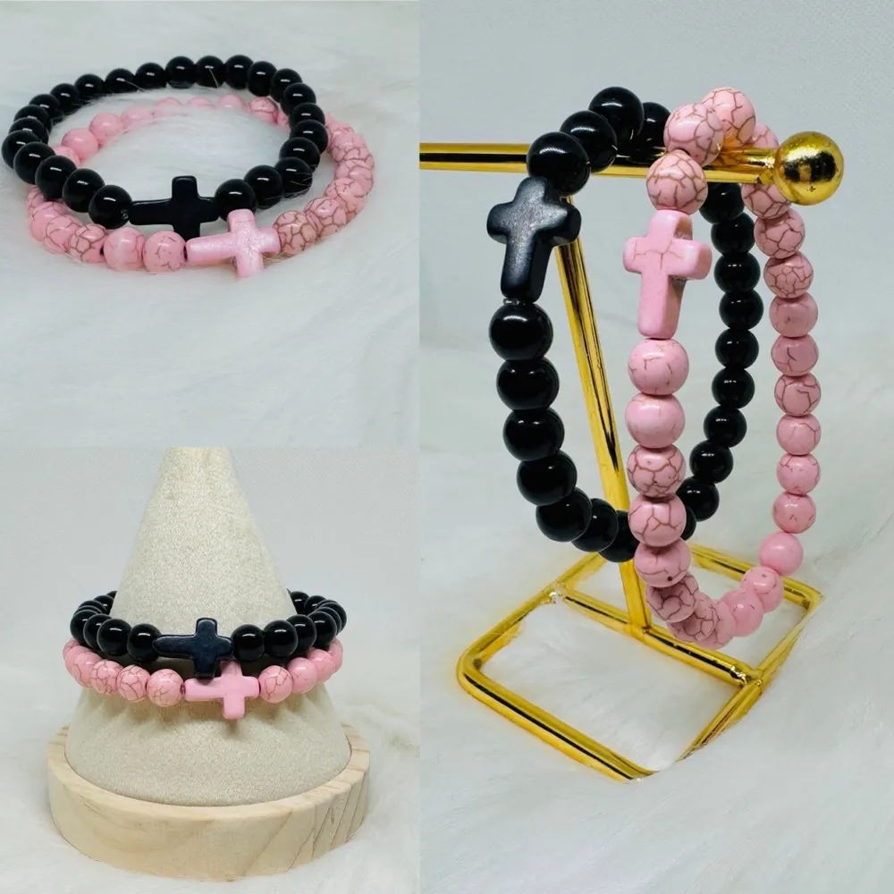 Wholesale Cross 8mm beaded Natural Stone Bracelets - Image 4