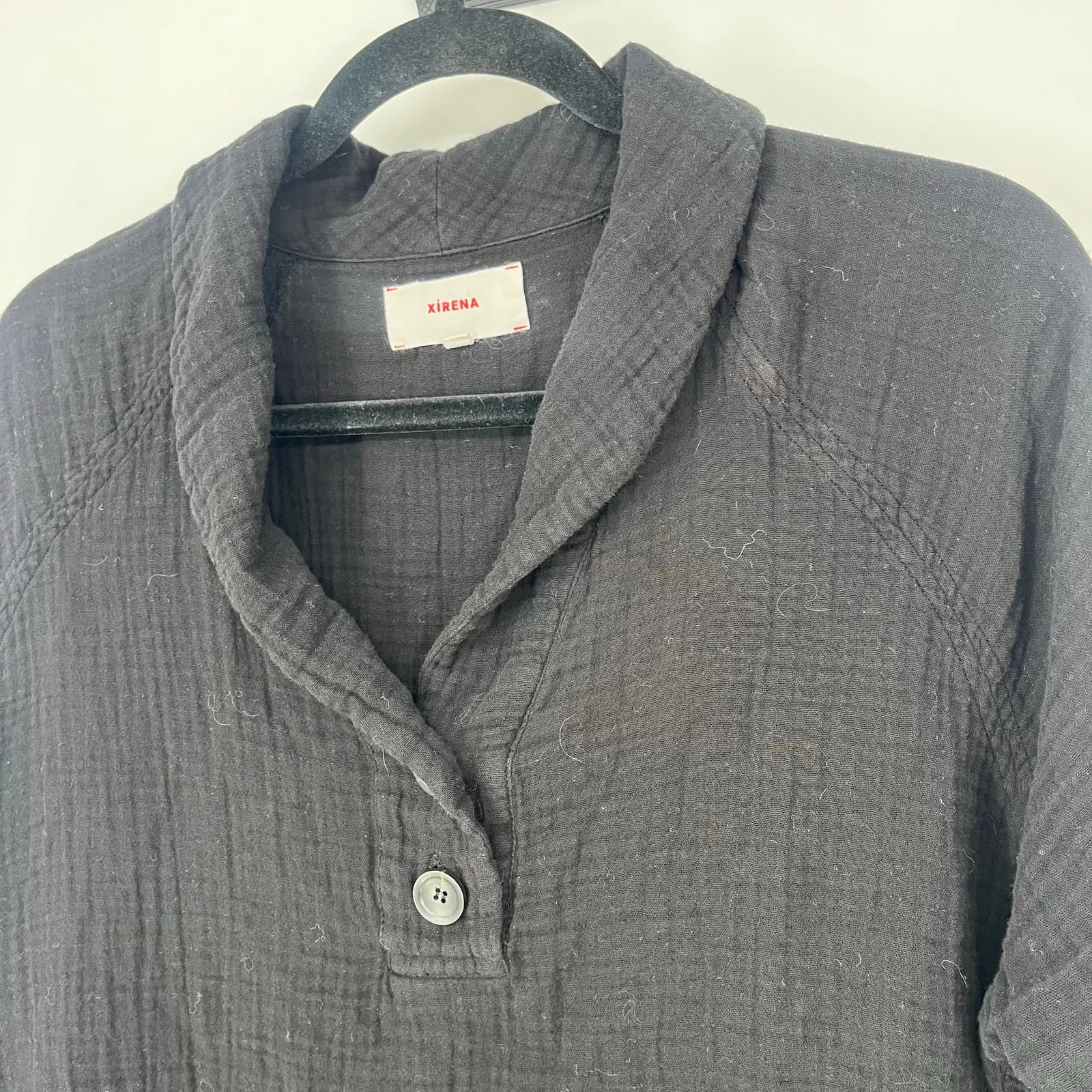 XiRENA Qwynn Shirt Cotton Muslin Black Size Medium - Image 10
