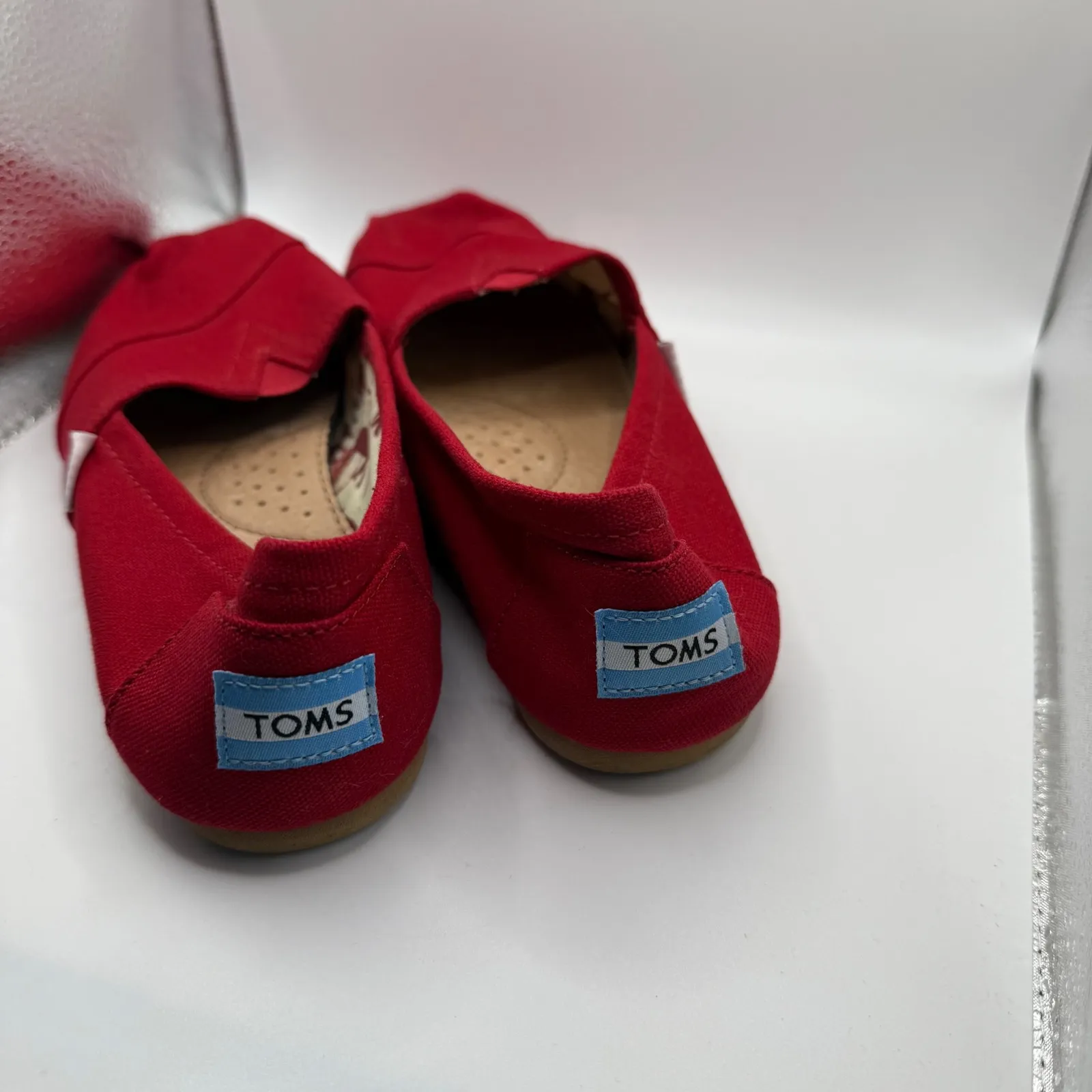 TOMS Alpargata Red Canvas Slip‎ On Casual Comfort Shoes Women's Size 7 - Image 4