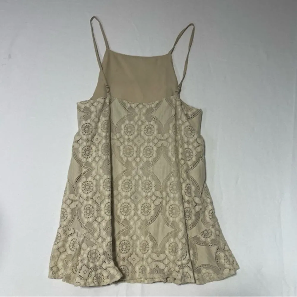 Eyelet Lace Cami Tank Top beige tan camisole women’s size small - Image 8