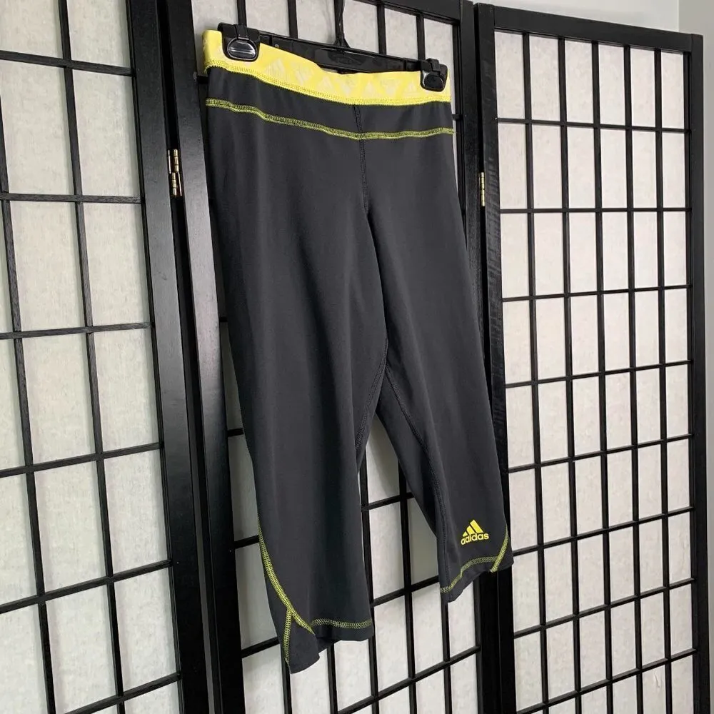 Adidas Athletic Workout Running Soccer 5k Yoga Crop Leggings Grey Small - Image 9