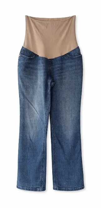 Indigo Blue Maternity Jeans Medium Wash Straight Leg Stretch Denim - Image 1