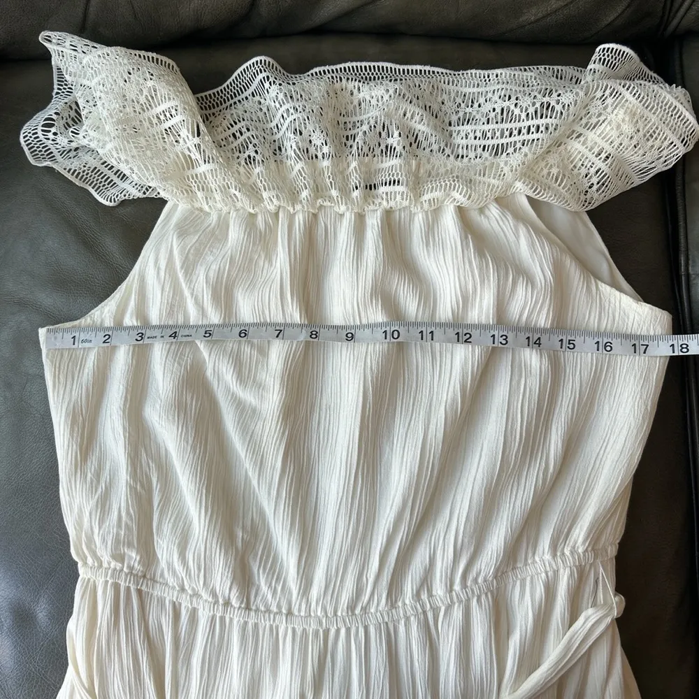 Apt 9 off the shoulder lace white linen maxi dress with slip and belt size L - Image 3