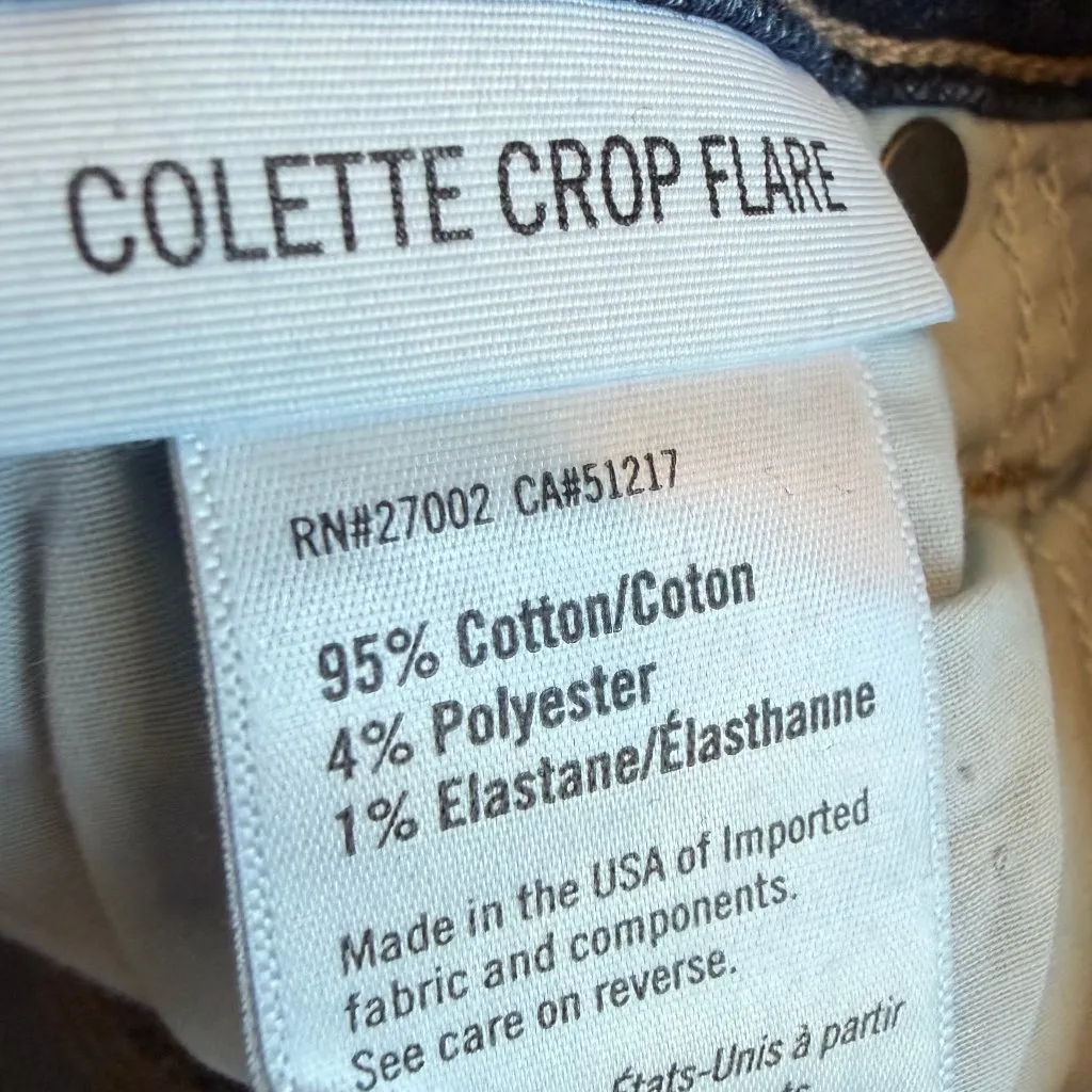 Paige Colette Crop Flare Dark Wash Jeans Ankle Palama Fray Hem Size 28 Women's - Image 12