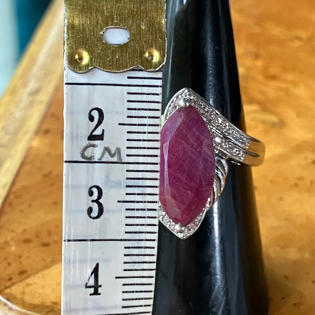 Genuine Ruby Sterling Silver Ring Size 7 Purple - Image 7