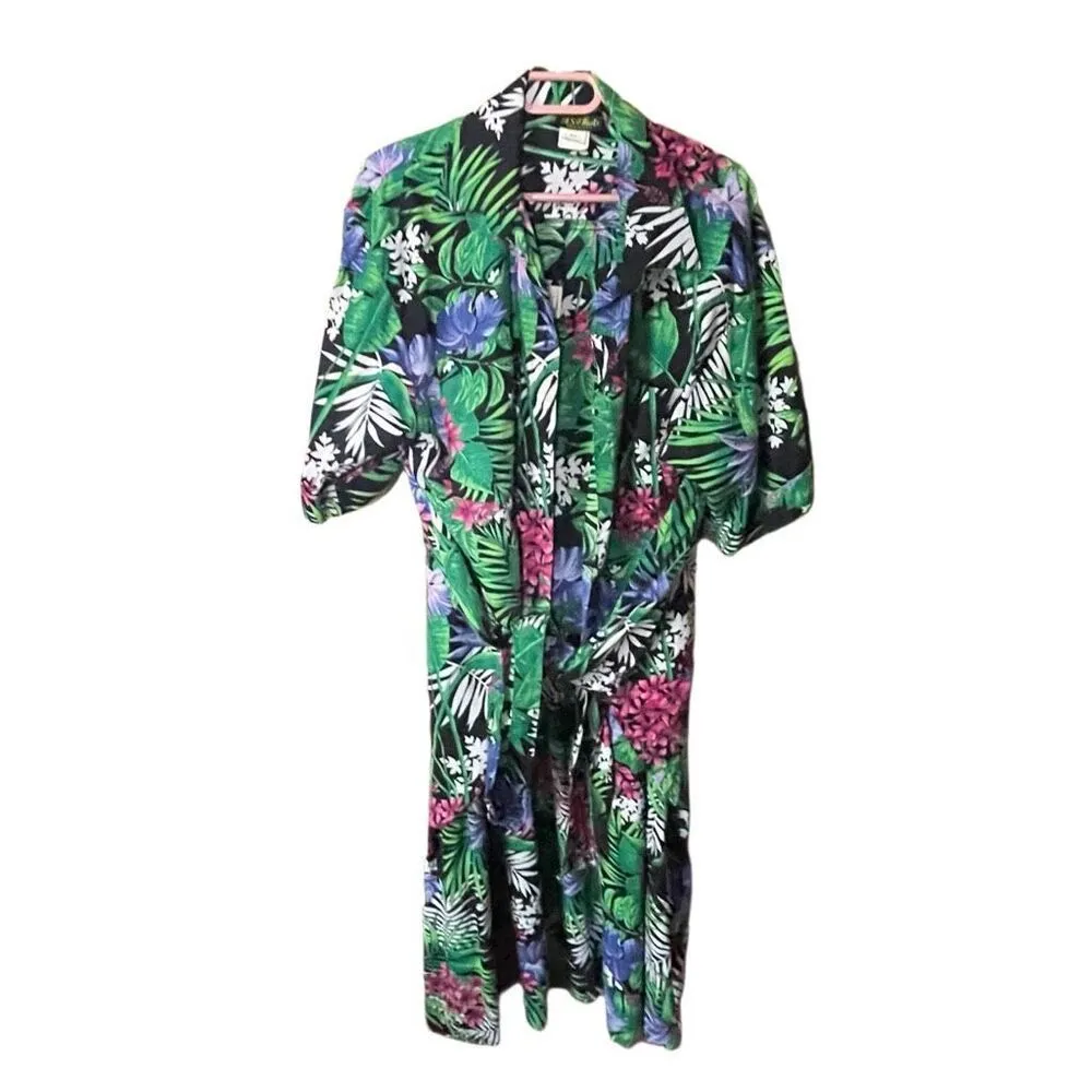 Vintage A.S.Elliot size 14 made in U.S.A. 2 piece tropical dress. Green - Image 5