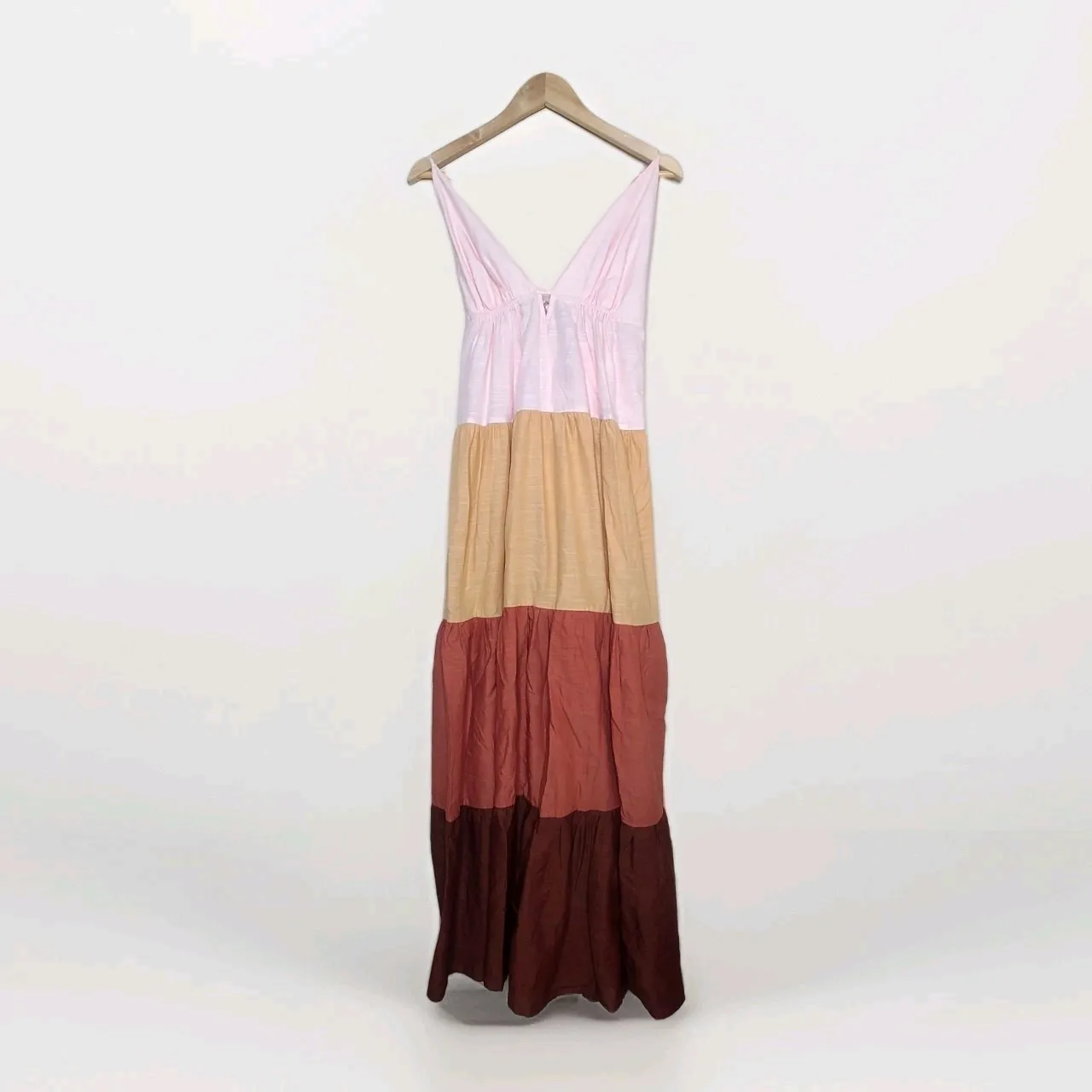 Anthropologie The Raya Colorblock‎ Orange Motif Maxi Dress Small Casual Tiered - Image 2