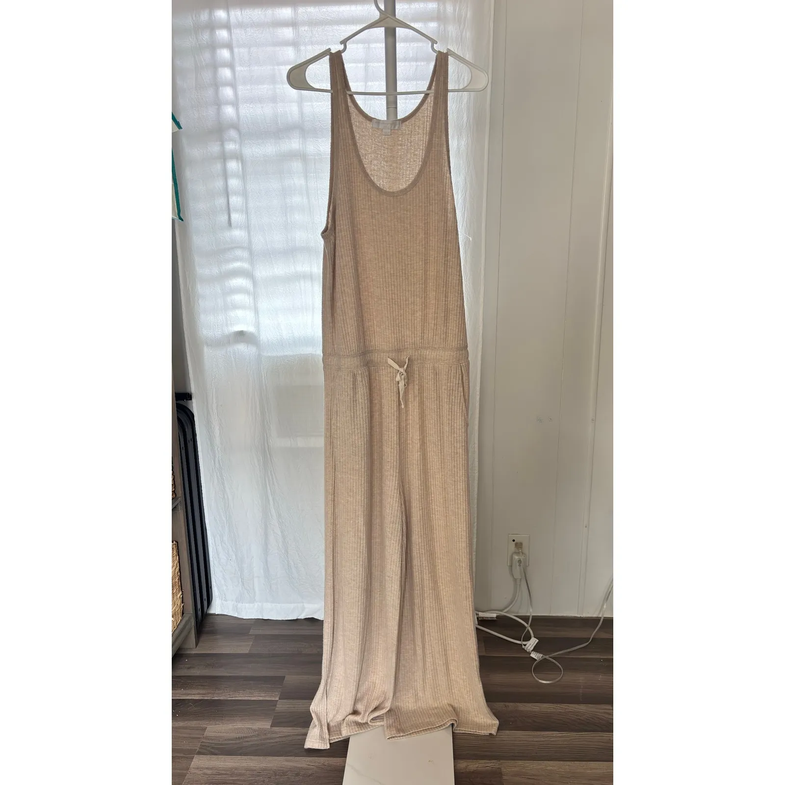 $128 Spiritual Gangster Ballet Ribbed Jumpsuit Wide Leg Drawstring Waist Large - Image 4