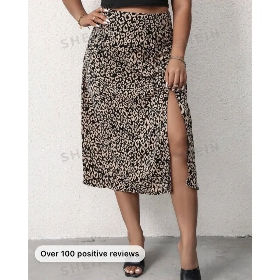 Animal‎ Print Long Women's Junior Skirt With High Slit #565 - Image 6