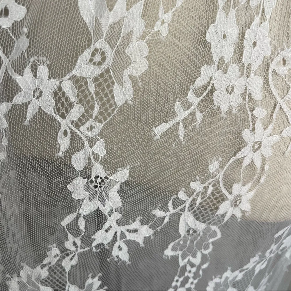 White Lace Long Sleeve Maxi Dress Peignoir Bridal Gown Boho Size Large Romanstii - Image 6