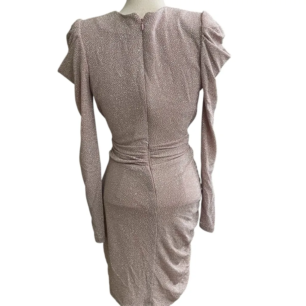 Aqua Metallic Faux Wrap Dress - Mauve Silver Size‎ 4 EUC Glitter. New Years EUC - Image 4