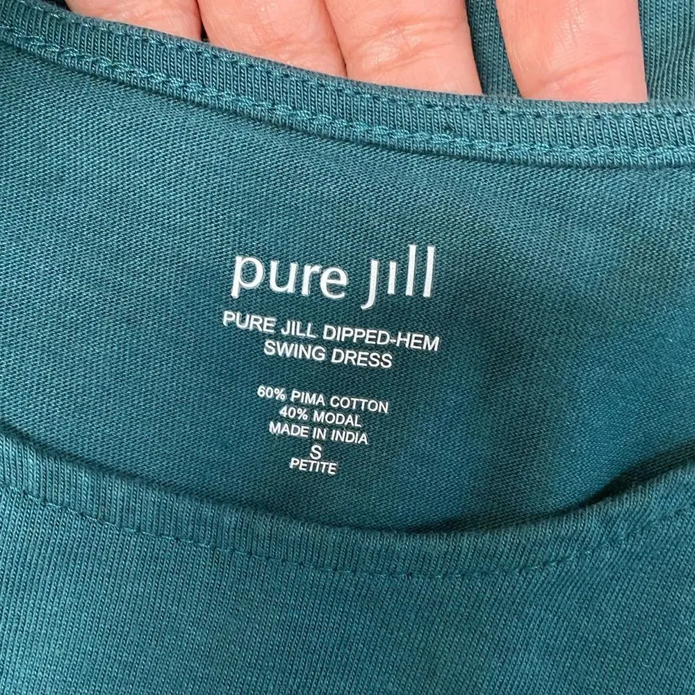 Women’s J. Jill Small Pure Jill Green Dipped Hem Swing Mini Dress - Image 6