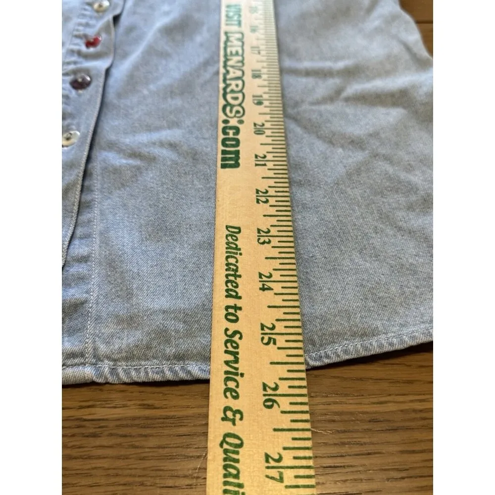 Andrew’s Blues Denim Size Medium Button Up Shirt Cotton Hippie Boho Short Sleeve Blue - Image 7