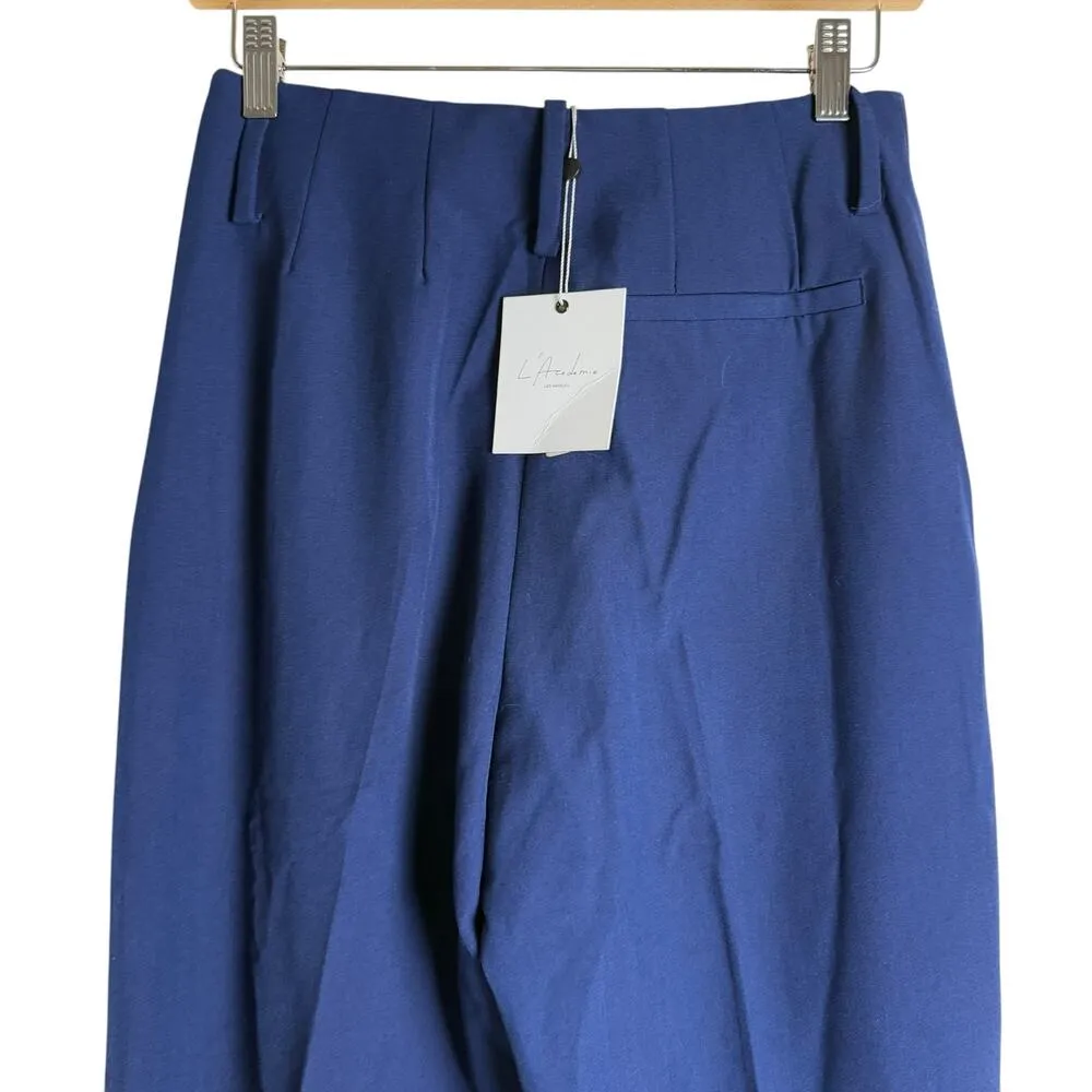 L’Academie Obie Navy Blue Straight Leg High Waisted Trouser Pants Size Small - Image 9