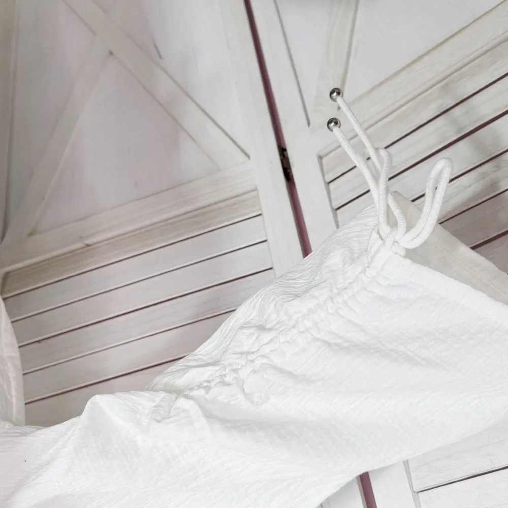 Maeve Anthropologie Beach Parachute Bomber Jacket White XL Scrunch Tie Zip Front - Image 9