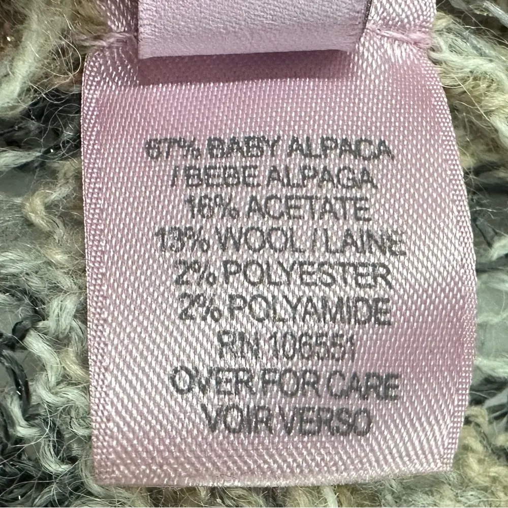 Calypso Cardigan Baby Alpaca Striped Sweater Women’s Small Beige - Image 3