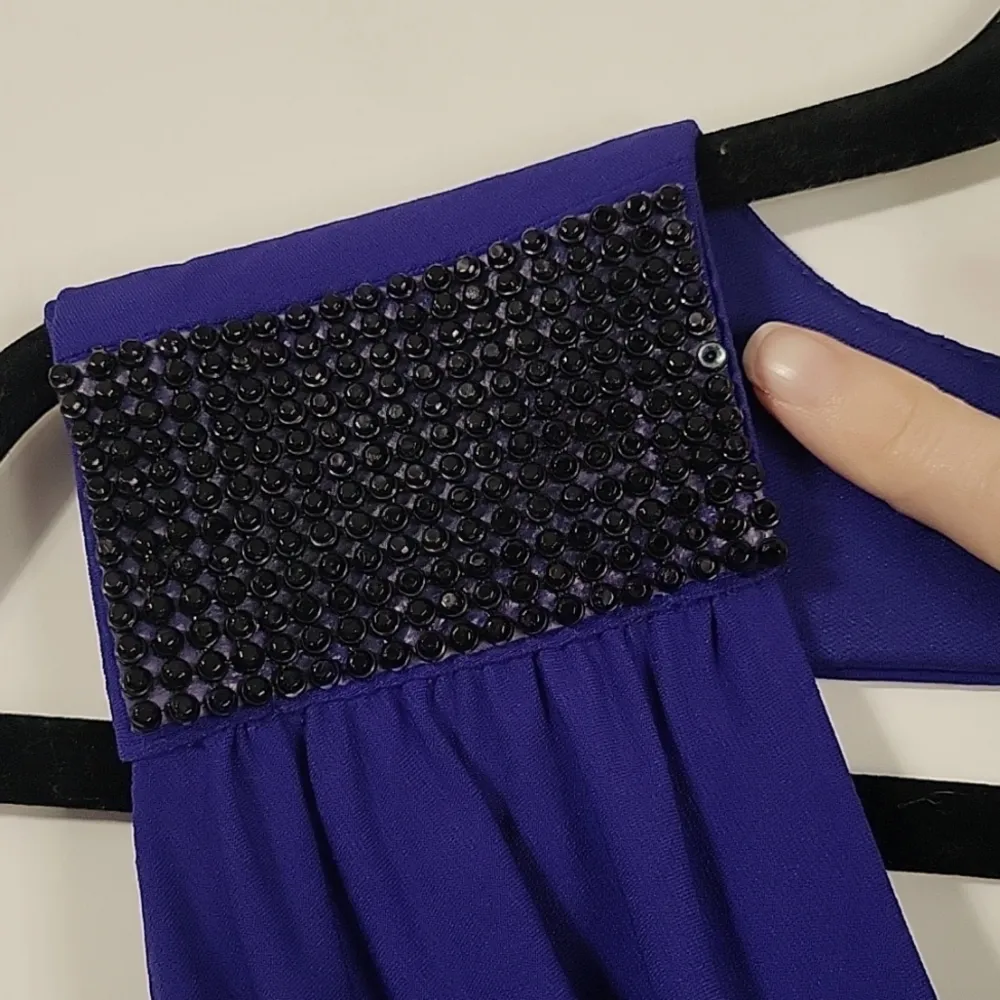 BCX Violet Sleeveless ruched mini dress Sequin Shoulder Size M - Image 6