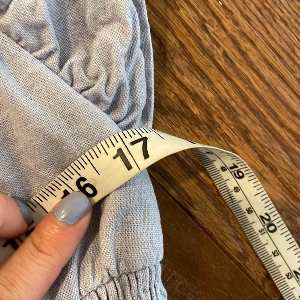 Nicole Miller 100% linen purplish grey ruffle sleeve smocked waist dress small - Image 9