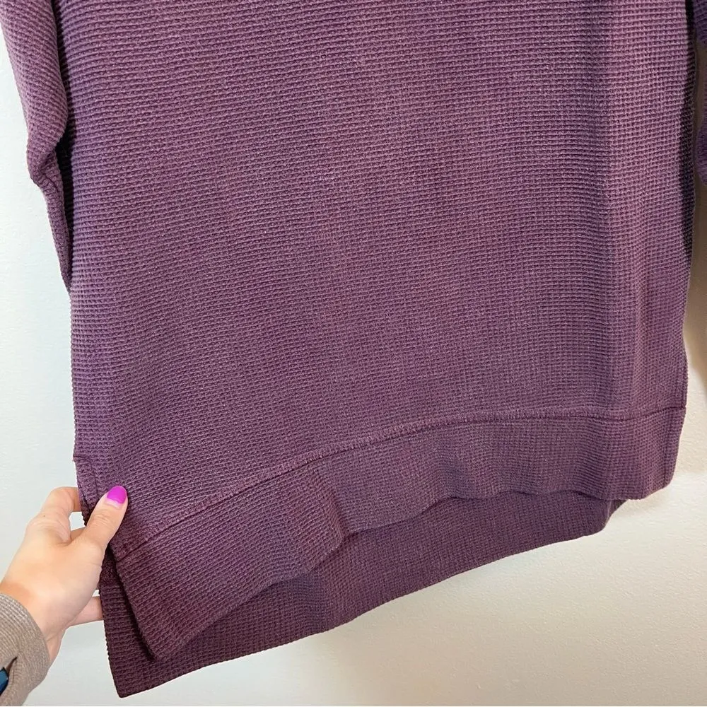 Athleta Coaster Luxe Waffle Sweatshirt Maroon Small - Image 7