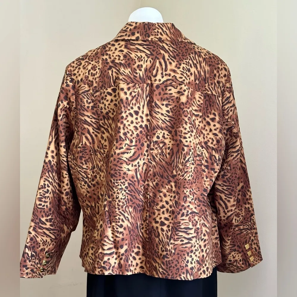 Joan Rivers Animal Print Browns And orange Square Gold Buttons Size 3 X - Image 4