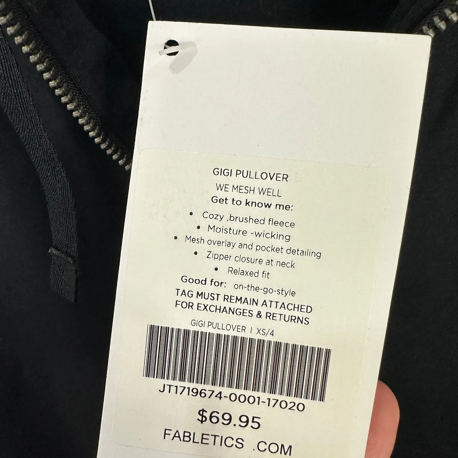 Fabletics Gigi Pullover Black Half Zip Sweatshirt Mesh Pockets Athleisure XS - Image 4