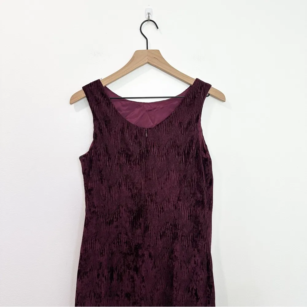 Jessica McClintock Dress Womens Burgundy Velvet Burnout Maxi Cocktail Party 10 - Image 4