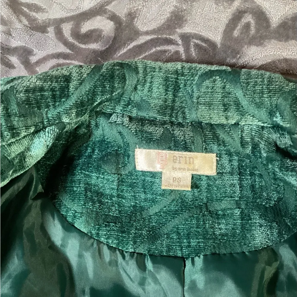 Textured Vine Imprint Green Blazer Petite Small Size undefined - Image 12