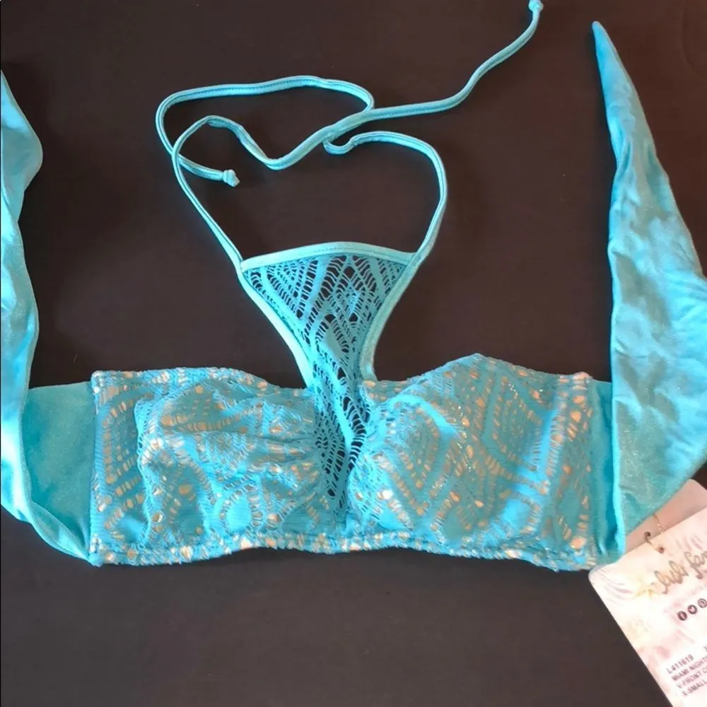 Luli Fama Miami Nights V-Front Crochet Bikini‎ Top nwt - Image 4