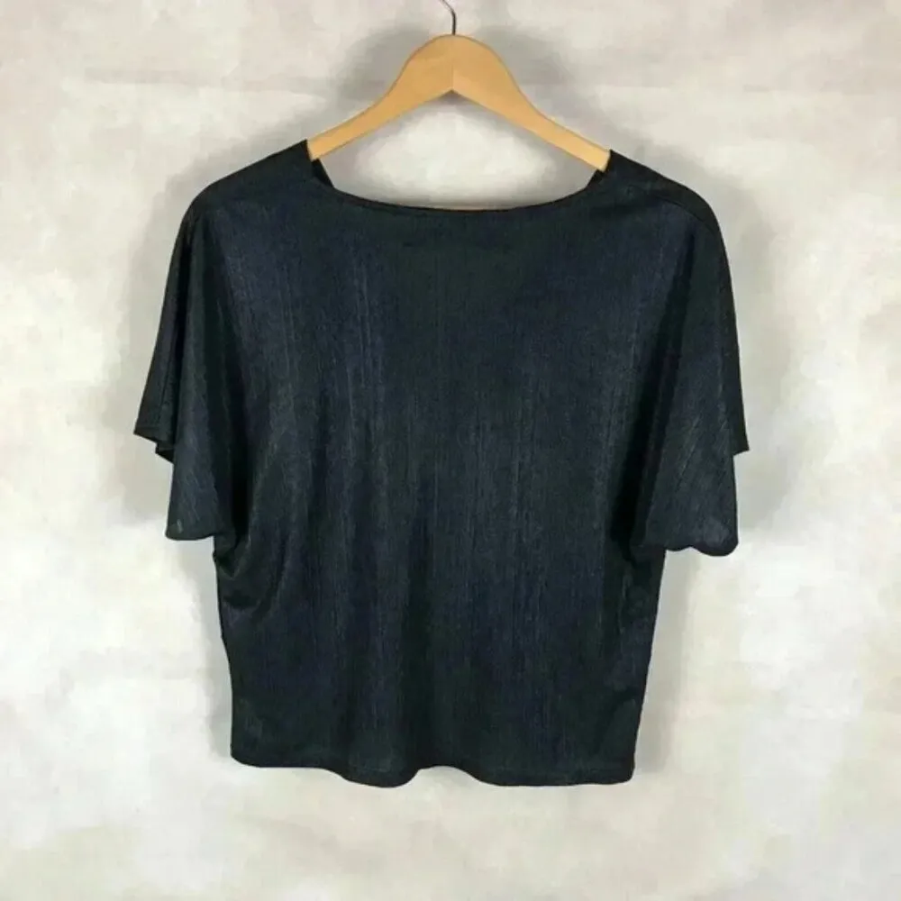 CODE x MODE Black V-neck Knot Front Dressy Top Size MEDIUM - Image 8